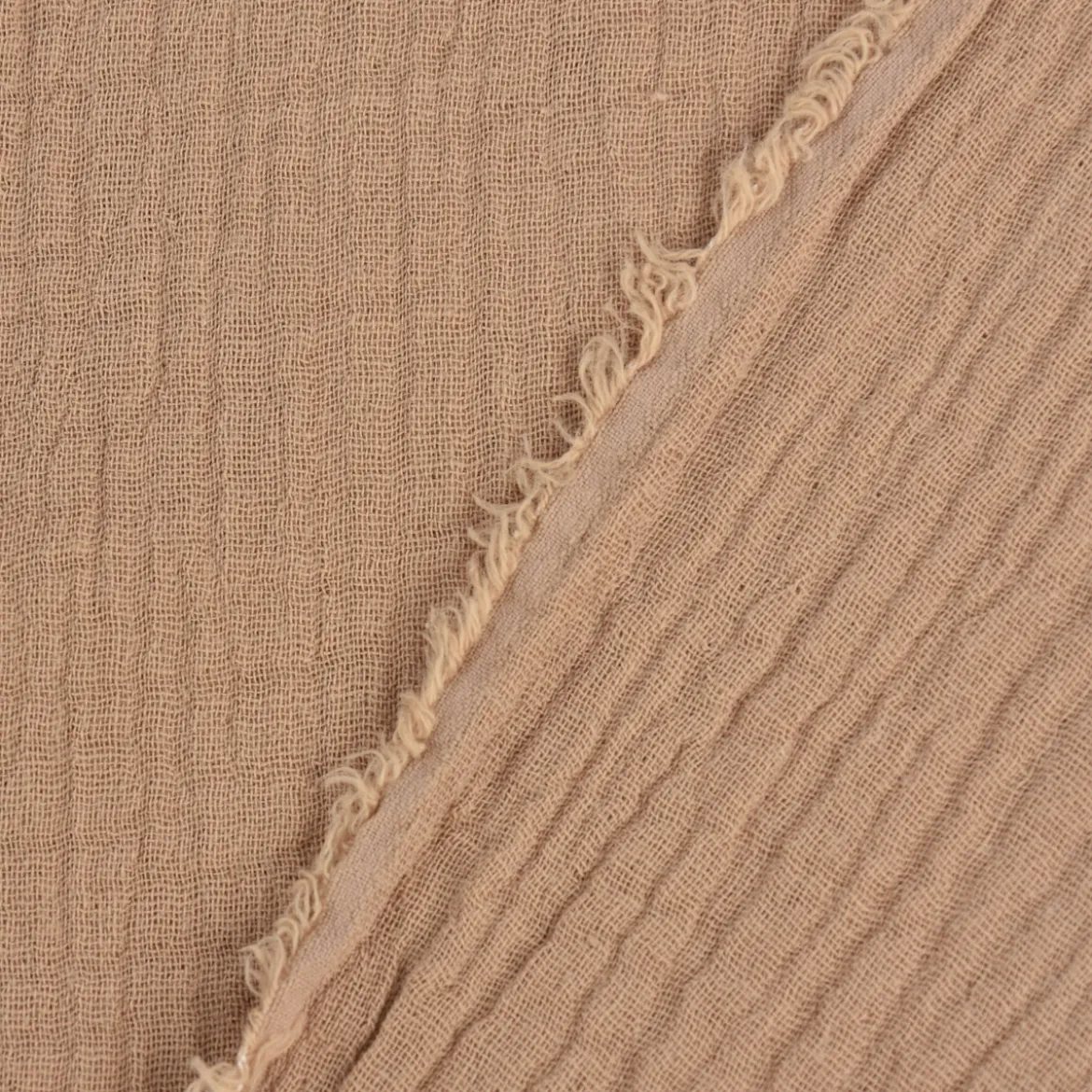 Musselin Stoff Bio Baumwolle einfarbig beige 1,30m Breite