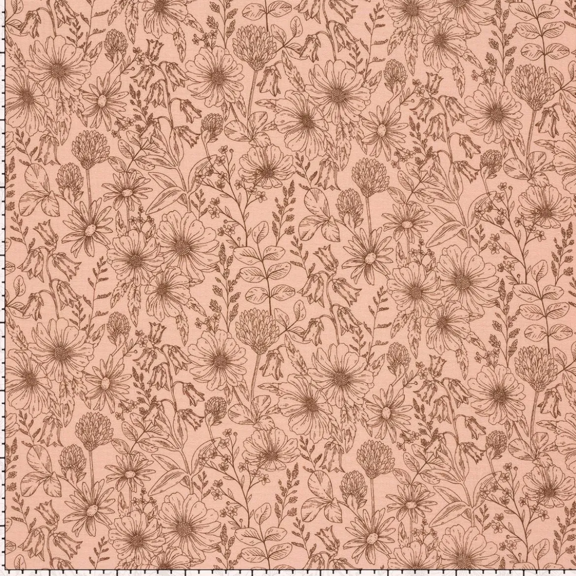 Musselin Stoff Blumen altrosa braun 1,50m Breite