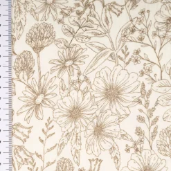 Musselin Stoff Blumen wollweiß beige 1,50m Breite
