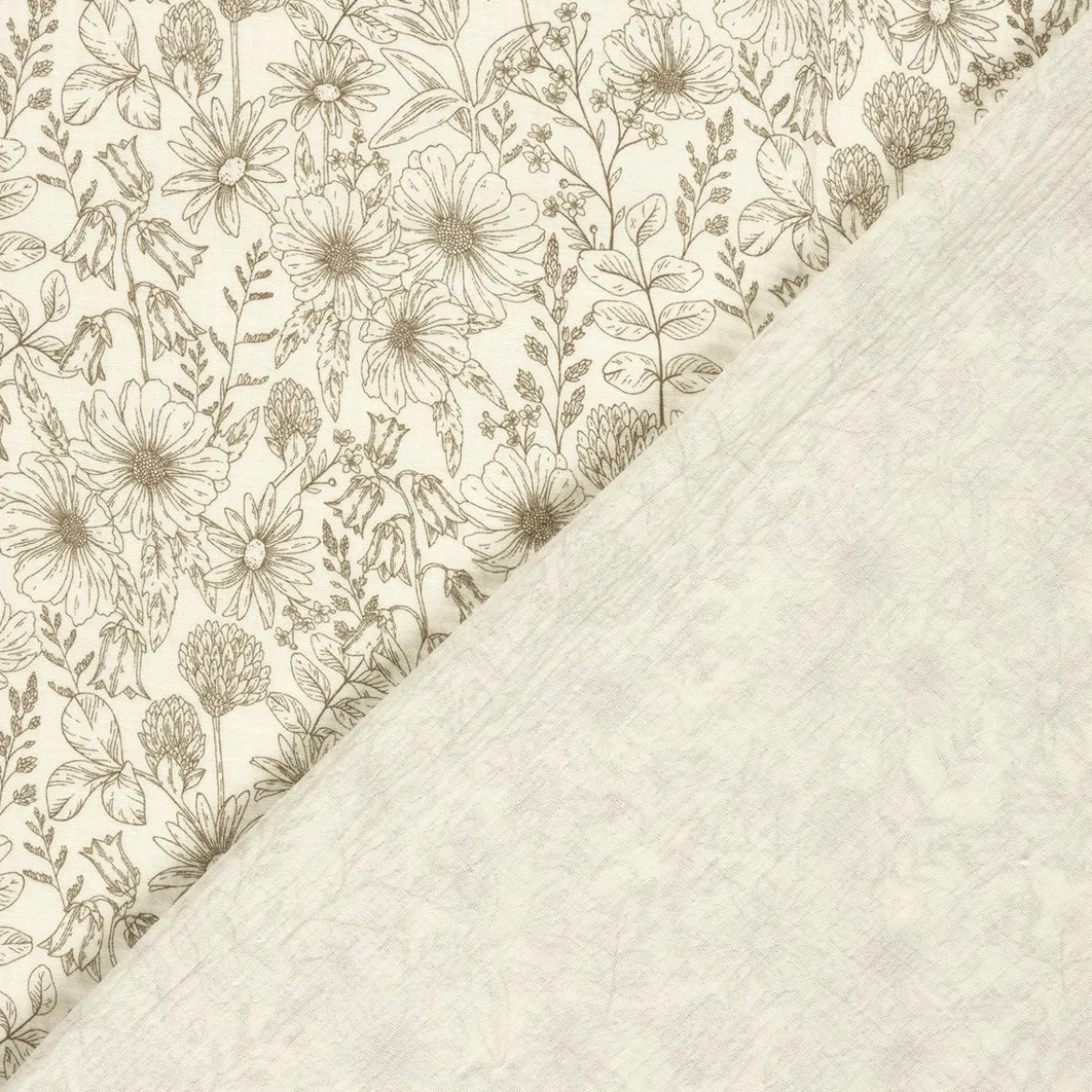 Musselin Stoff Blumen wollweiß beige 1,50m Breite