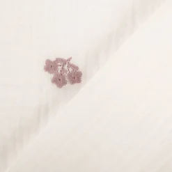 Musselin Stoff Double Gauze Blümchen Stickerei weiß rosa 1,35m Breite