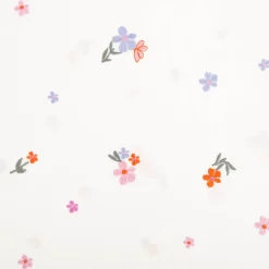 Musselin Stoff Double Gauze Blumen Stickerei weiß rosa 1,35m Breite