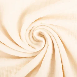 Musselin Stoff Double Gauze Blumen Bogenkante Stickerei natur 1,30m Breite