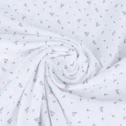 Musselin Stoff Double Gauze Dillen Blümchen weiß grau 1,30m Breite