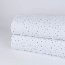 Musselin Stoff Double Gauze Dillen Blümchen weiß grau 1,30m Breite