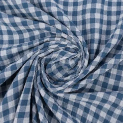 Musselin Stoff Double Gauze Doubleface Vichy-Karo blau weiß 1,30m Breite