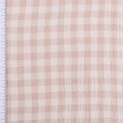 Musselin Stoff Double Gauze Doubleface Vichy-Karo beige weiß 1,30m Breite