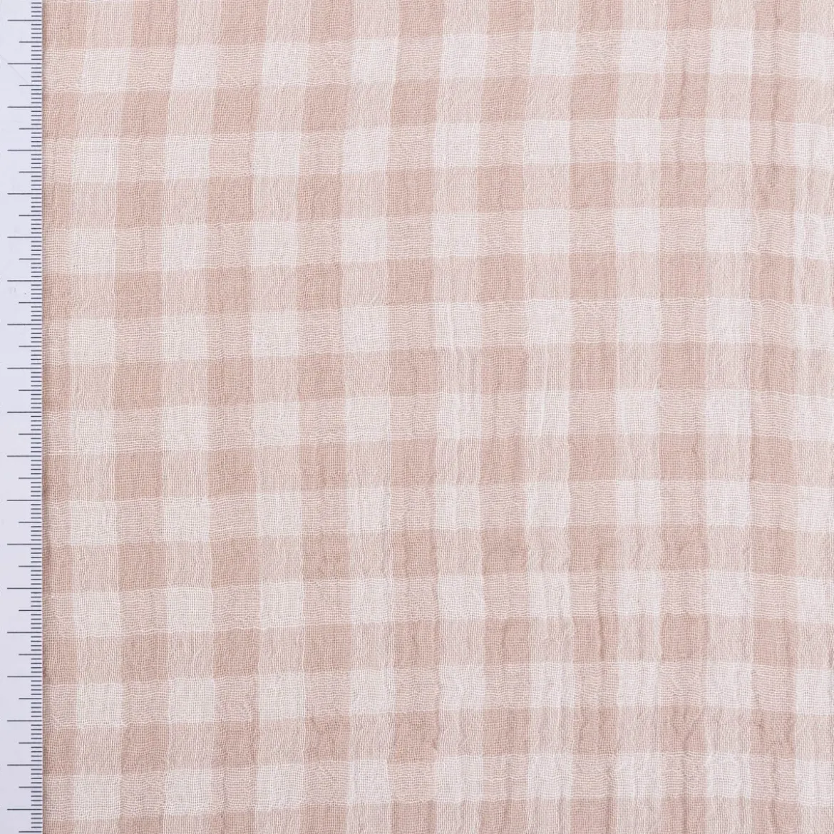 Musselin Stoff Double Gauze Doubleface Vichy-Karo beige weiß 1,30m Breite