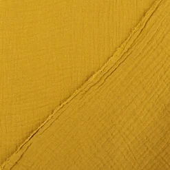 Musselin Stoff Double Gauze einfarbig senf gelb 1,35m Breite