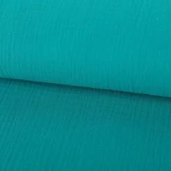Musselin Stoff Double Gauze einfarbig petrol 1,35m Breite