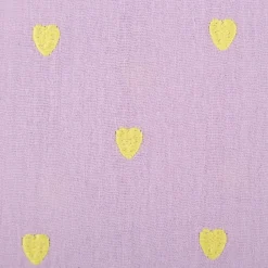 Musselin Stoff Double Gauze Herzchen Stickerei violett gelb 1,35m Breite