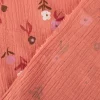 Musselin Stoff Double Gauze Pixflo Blumen koralle rot weiß 1,30m Breite