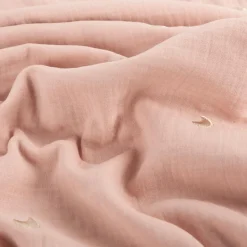 Musselin Stoff Double Gauze STARS Stickerei Sterne Mond rosa 1,35m Breite