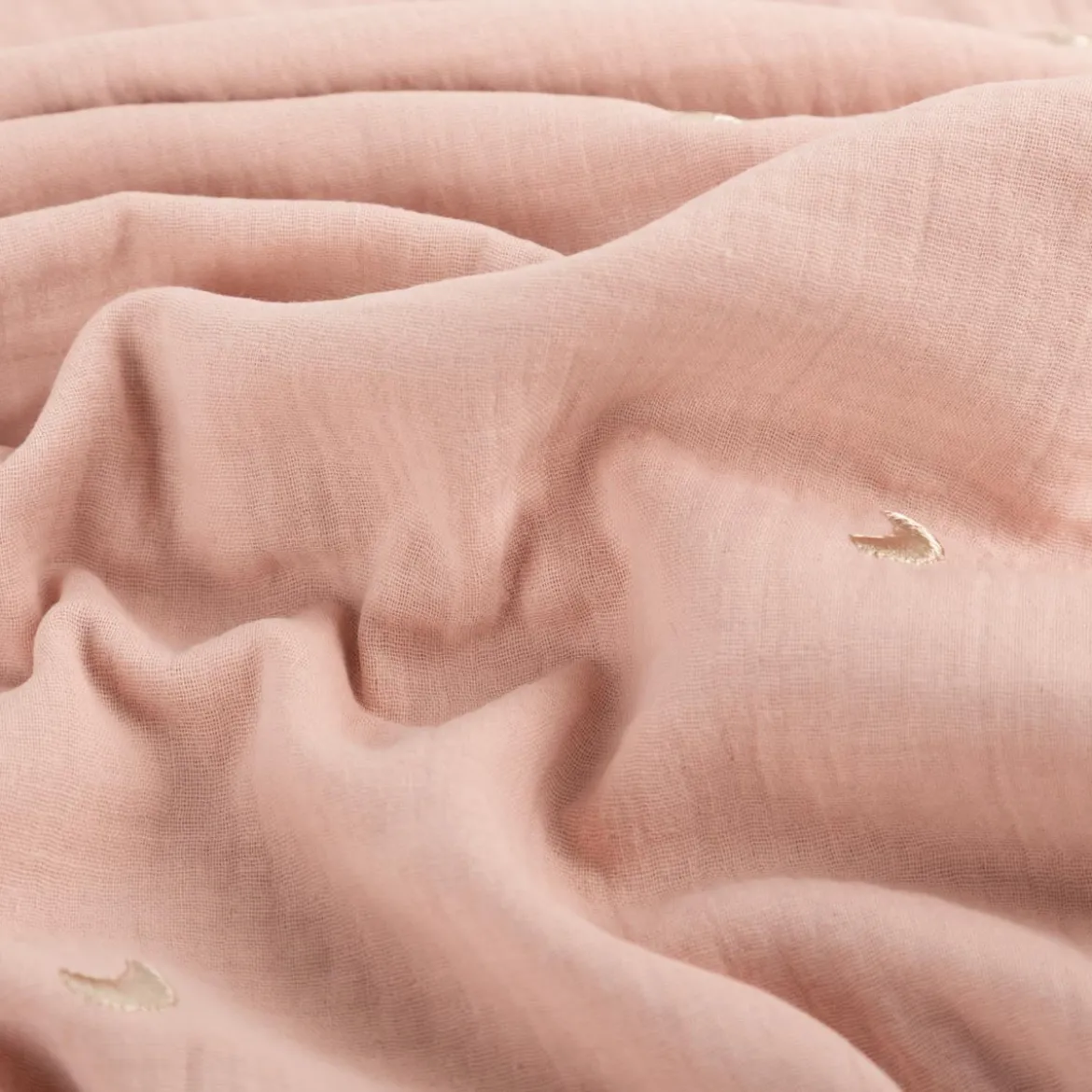 Musselin Stoff Double Gauze STARS Stickerei Sterne Mond rosa 1,35m Breite