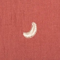 Musselin Stoff Double Gauze STARS Stickerei Sterne Mond rot 1,35m Breite