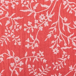 Musselin Stoff Double Gauze Taznak Blumen Ranken hell rot weiß 1,30m Breite