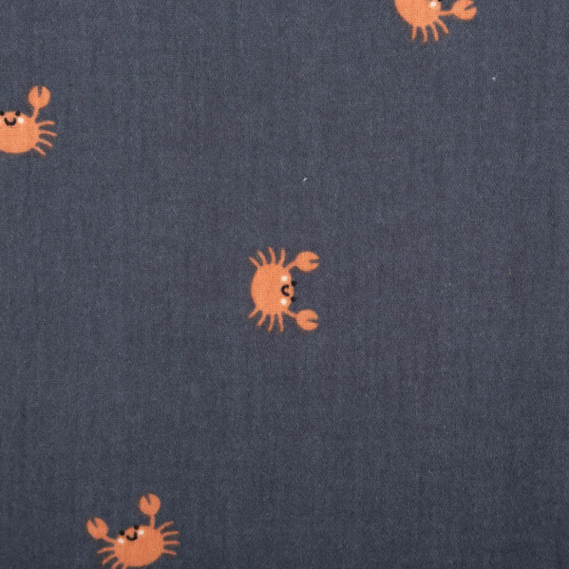 Musselin Stoff Krebse marineblau 1,50m Breite