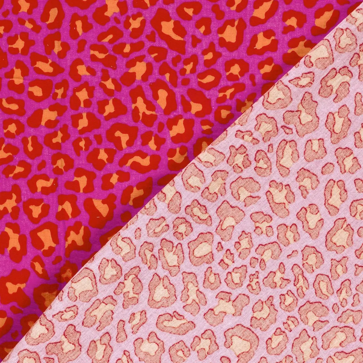 Musselin Stoff Leoparden pink orange 1,50m Breite