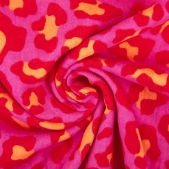 Musselin Stoff Leoparden pink orange 1,50m Breite
