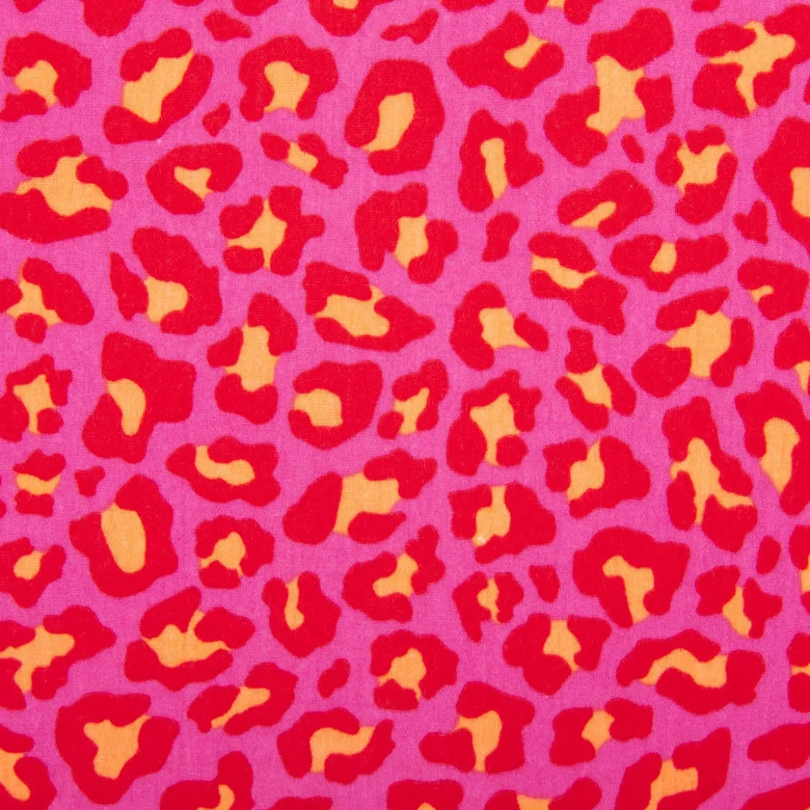 Musselin Stoff Leoparden pink orange 1,50m Breite