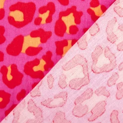 Musselin Stoff Leoparden pink orange 1,50m Breite