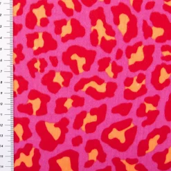 Musselin Stoff Leoparden pink orange 1,50m Breite