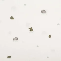 Musselin Stoff Nilpferd Krokodil wollweiß 1,50m Breite