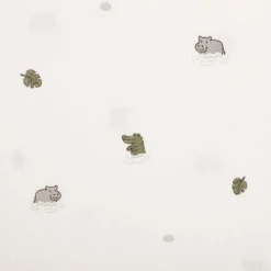 Musselin Stoff Nilpferd Krokodil wollweiß 1,50m Breite