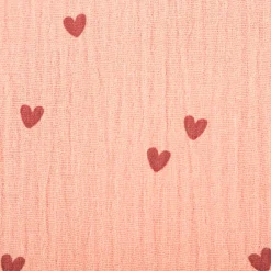 Musselin Stoff SMALL HEARTS Herzchen blush rosa 1,35m Breite