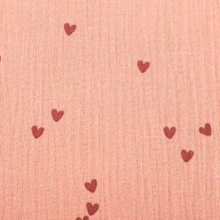 Musselin Stoff SMALL HEARTS Herzchen blush rosa 1,35m Breite