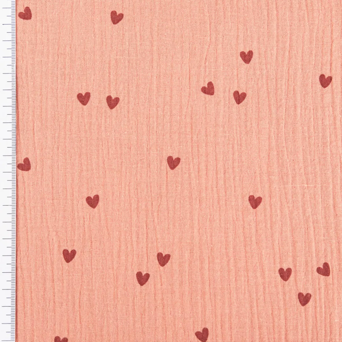 Musselin Stoff SMALL HEARTS Herzchen blush rosa 1,35m Breite