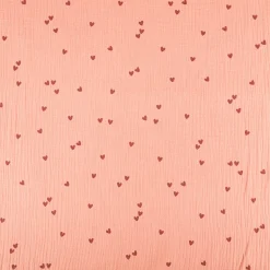 Musselin Stoff SMALL HEARTS Herzchen blush rosa 1,35m Breite