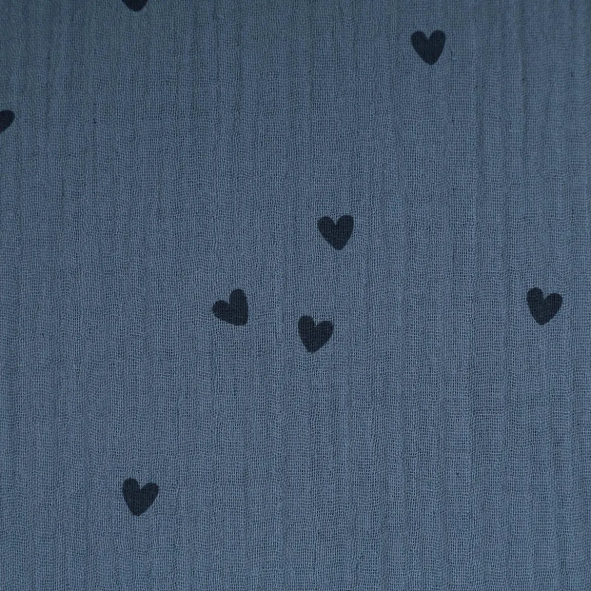 Musselin Stoff SMALL HEARTS Herzchen blau 1,35m Breite