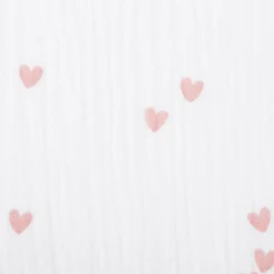 Musselin Stoff SMALL HEARTS Herzchen weiß altrosa 1,35m Breite