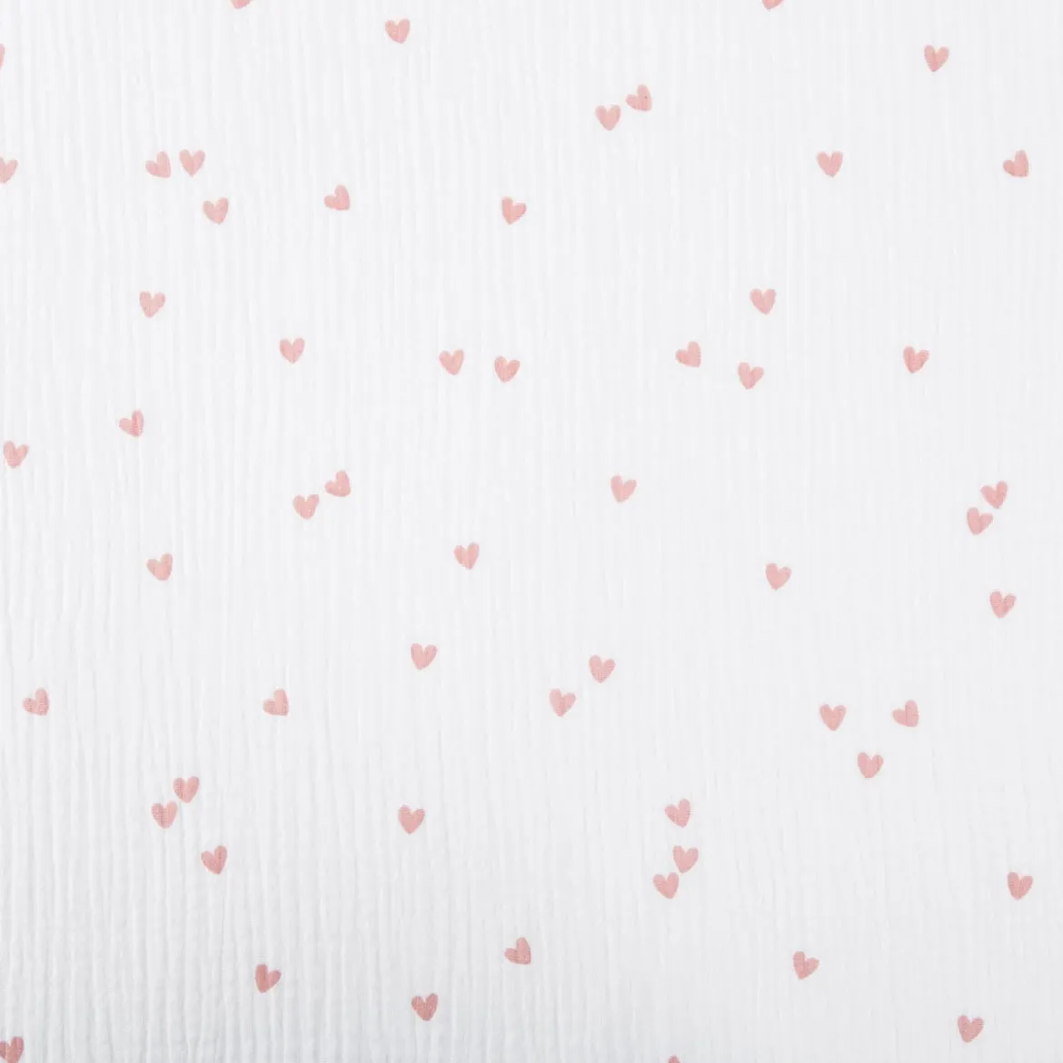 Musselin Stoff SMALL HEARTS Herzchen weiß altrosa 1,35m Breite