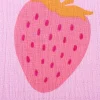 Musselin Stoff STRAWBERRIES Erdbeeren groß hell lila pink 1,35m Breite