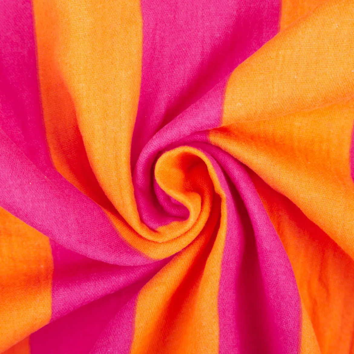 Musselin Stoff Streifen orange pink 1,50m Breite