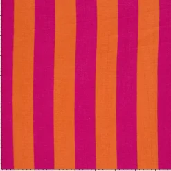 Musselin Stoff Streifen orange pink 1,50m Breite
