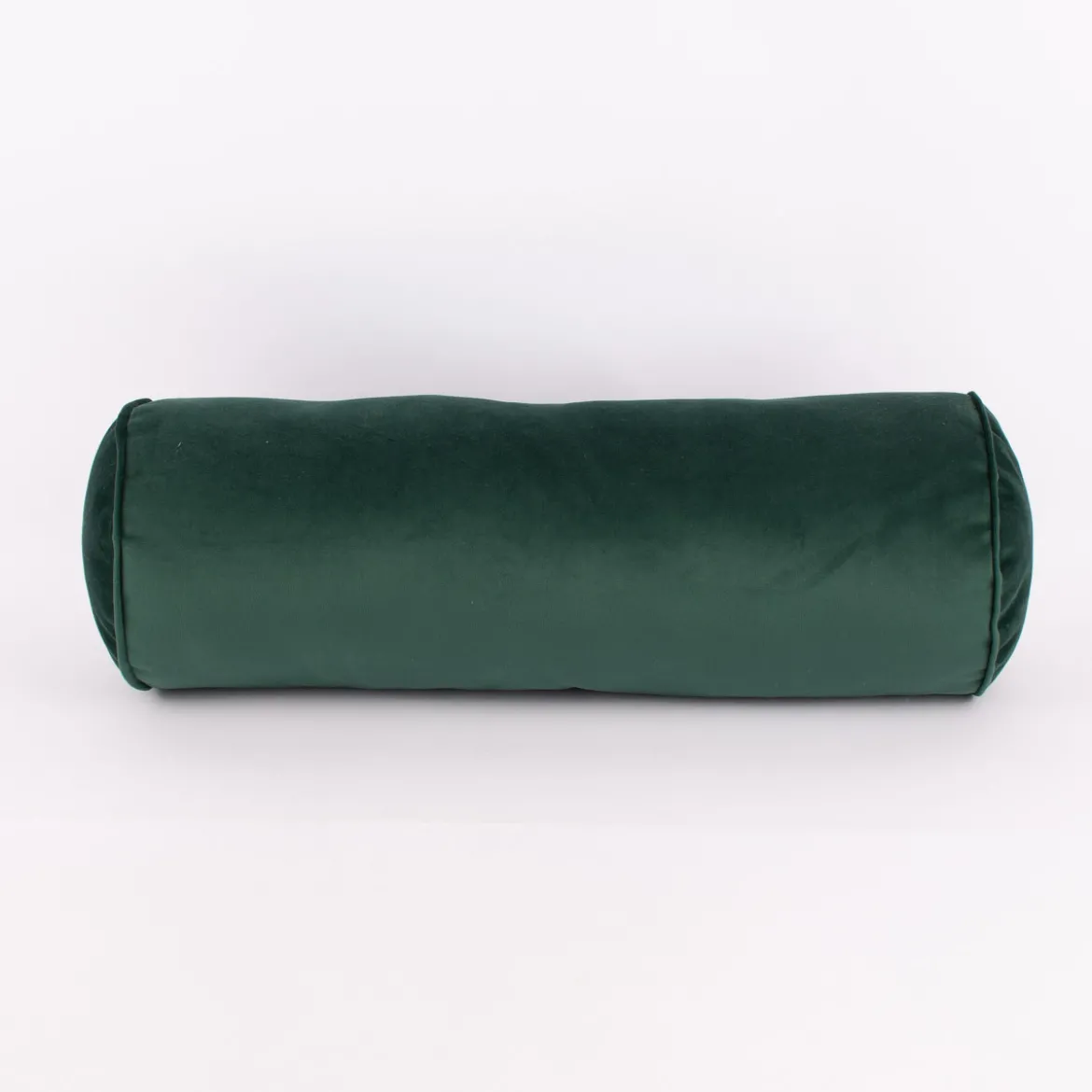Nackenrolle aus Samt LeVelvet mit Kederumrandung und Reißverschluss smaragdgrün 20x55cm von SCHÖNER LEBEN.