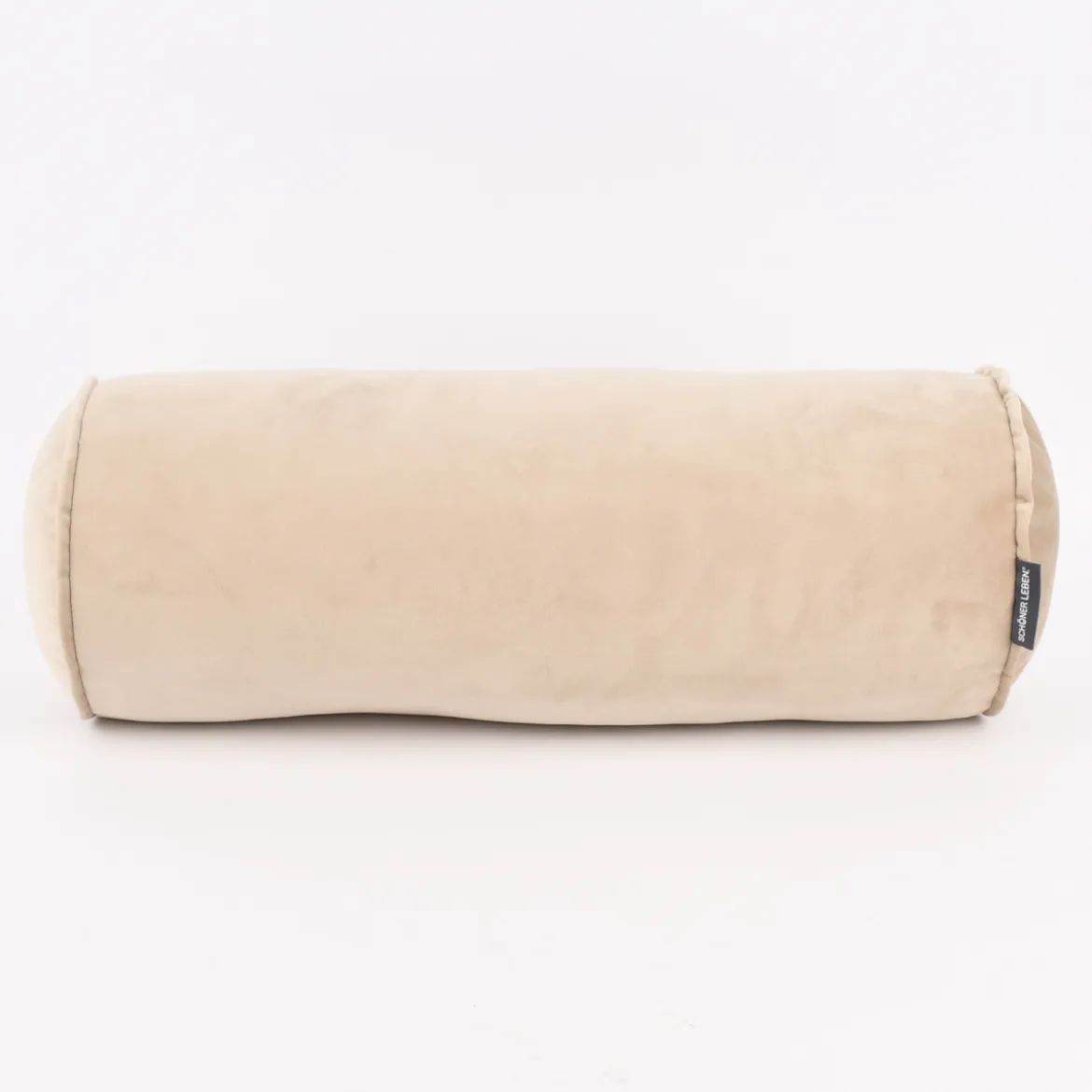 Nackenrolle aus Samt mit Kederumrandung beige 20x55cm von SCHÖNER LEBEN.