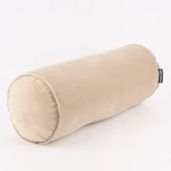 Nackenrolle aus Samt mit Kederumrandung beige 20x55cm von SCHÖNER LEBEN.