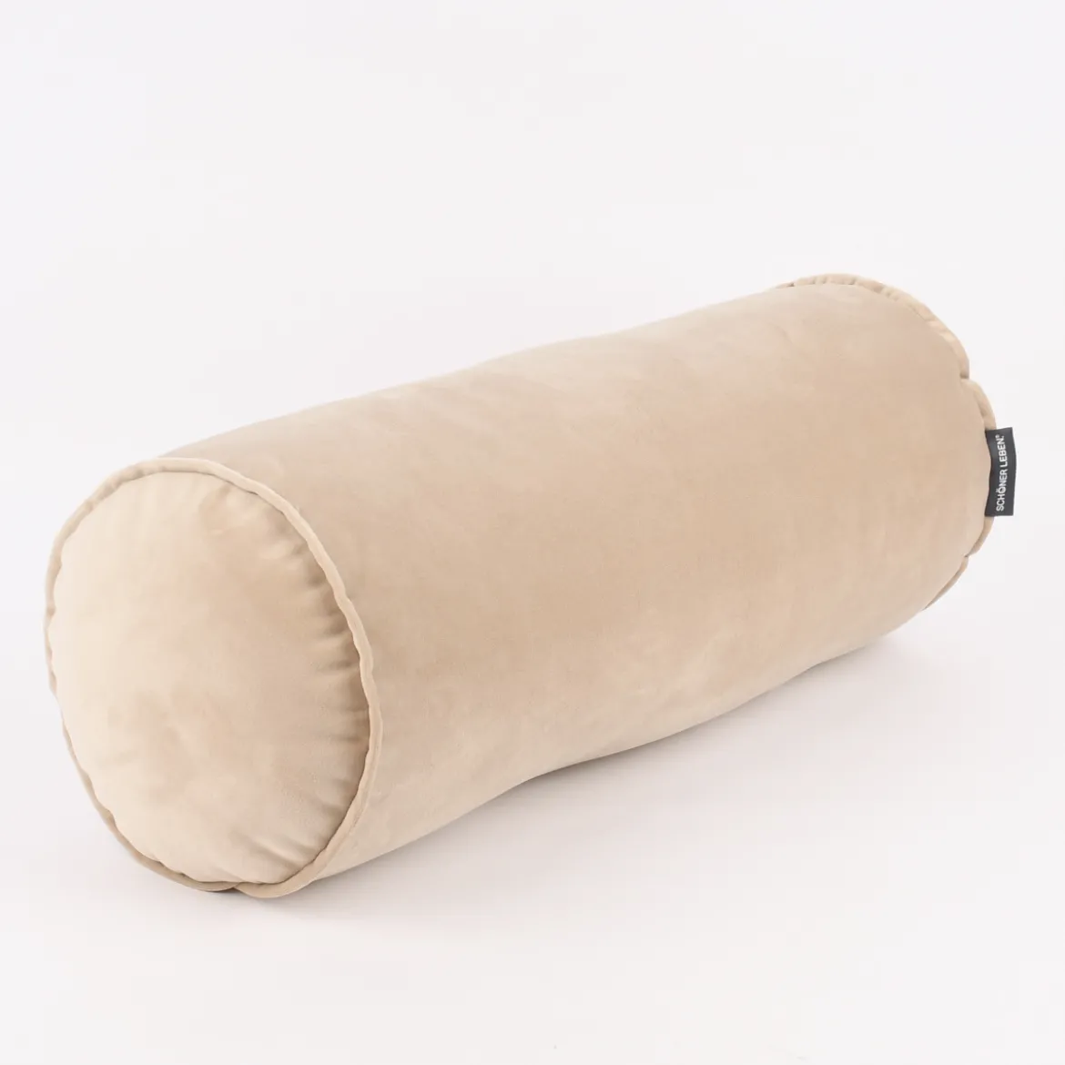 Nackenrolle aus Samt mit Kederumrandung beige 20x55cm von SCHÖNER LEBEN.