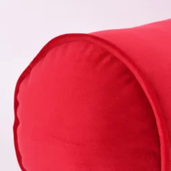 Nackenrolle aus Samt mit Kederumrandung und Reißverschluss rot 20x55cm von SCHÖNER LEBEN.