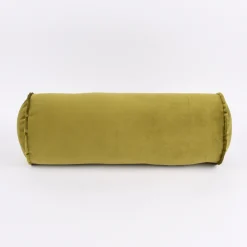 Nackenrolle aus Samt mit Kederumrandung und Reißverschluss moosgrün 20x55cm von SCHÖNER LEBEN.