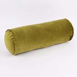 Nackenrolle aus Samt mit Kederumrandung und Reißverschluss moosgrün 20x55cm von SCHÖNER LEBEN.
