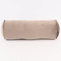 Nackenrolle aus Samt mit Reißverschluss und Kederumrandung taupe 20x55cm von SCHÖNER LEBEN.