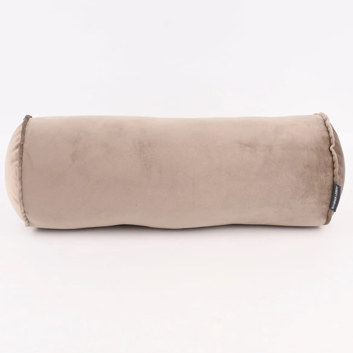 Nackenrolle aus Samt mit Reißverschluss und Kederumrandung taupe 20x55cm von SCHÖNER LEBEN.