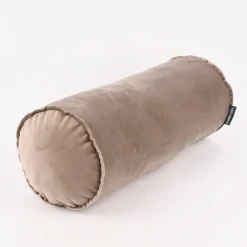 Nackenrolle aus Samt mit Reißverschluss und Kederumrandung taupe 20x55cm von SCHÖNER LEBEN.