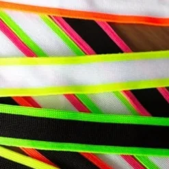 Neon-Borte Band gestreift neongrün schwarz Meterware Breite: 25mm