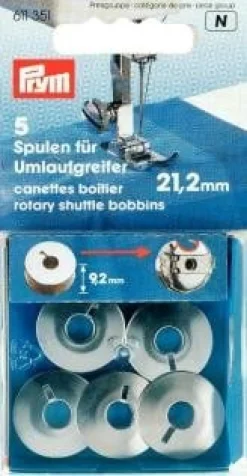 5 Nähmaschinen Spulen ST für Umlaufgreifer 21,2 mm